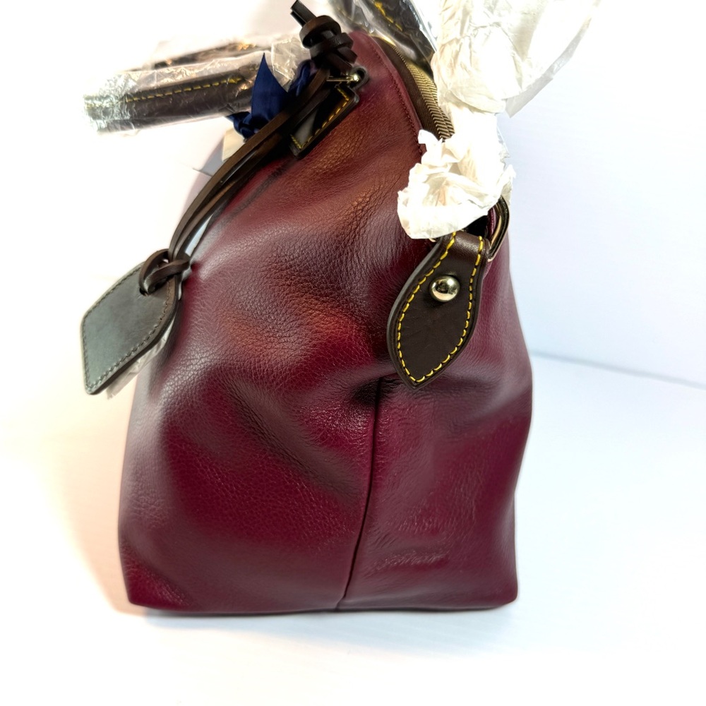 Dooney & Bourke Burgundy Leather Satchel/ Shoulder Bag - Picture 4 of 13